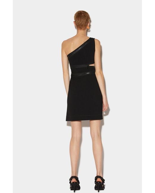 DSquared² Black One-Shoulder Zip-Detailed Sleeveless Mini Dress