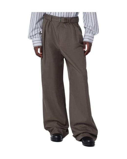 Dries Van Noten Gray Wide-Leg Casual Trousers for men