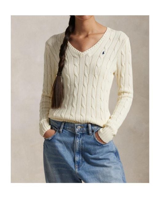 Polo Ralph Lauren Natural V-Neck Long Sleeved Jumper