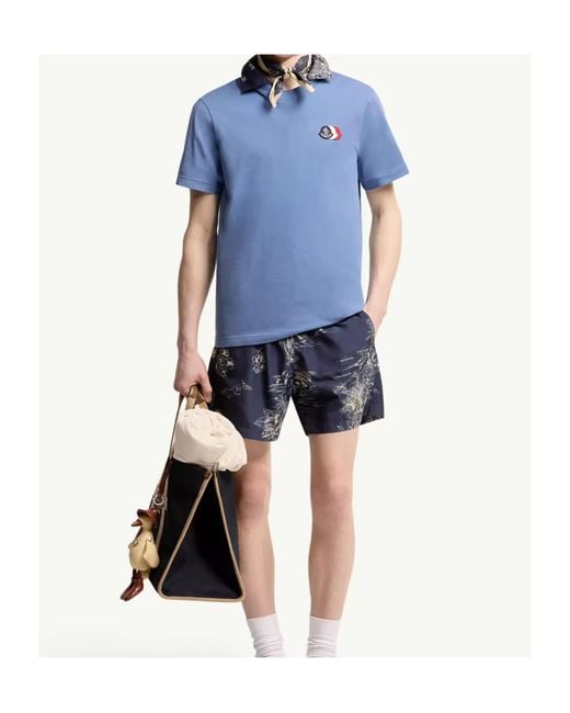 Moncler Blue Logo Patch Crewneck T-Shirt for men