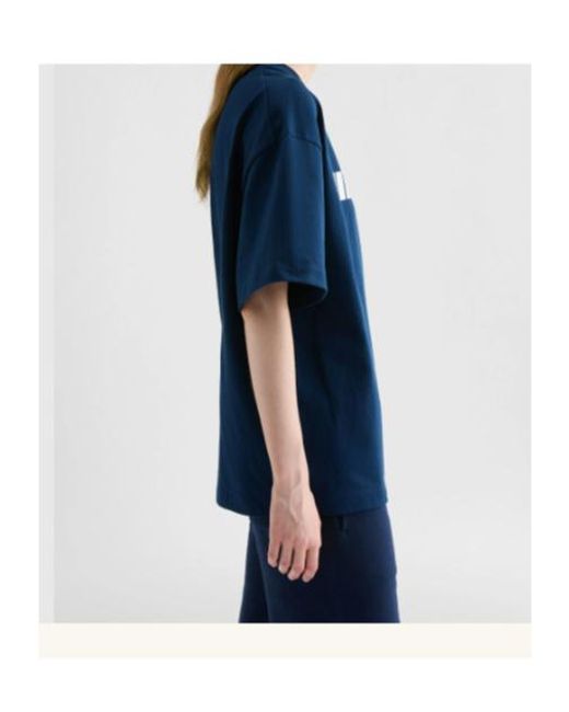 Jil Sander Blue Logo Printed Crewneck T-Shirt