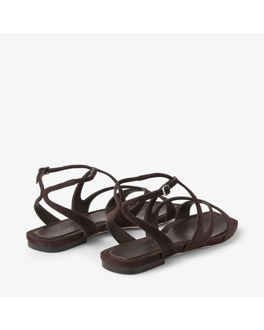 Jimmy Choo Brown Ayla Strappy Flat Sandals