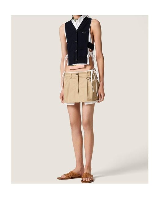 Miu Miu Natural Pleated Mini Skirt