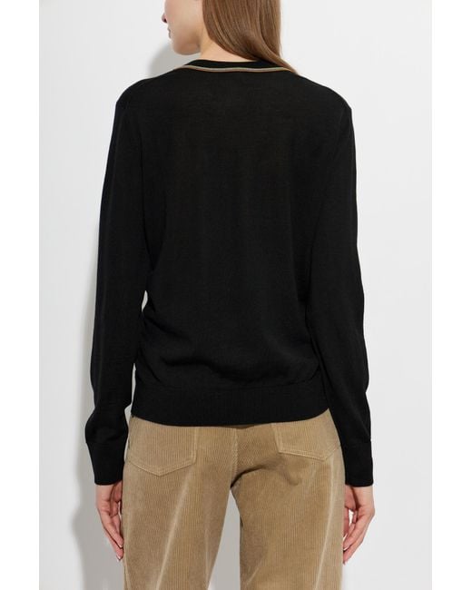 Paul Smith Black Stripe-Trim Crew Neck Knitted Sweater