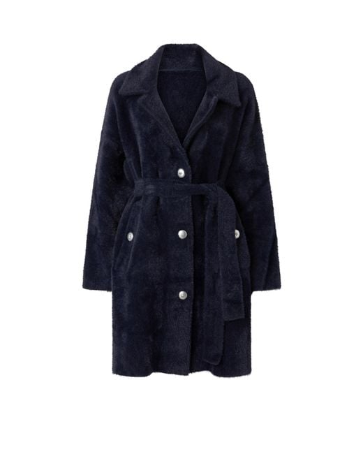 Pinko Blue Button-Up Belted Coat