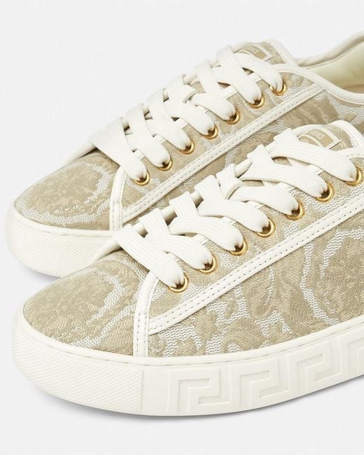 Versace Natural Barocco Greca Lace-Up Sneakers