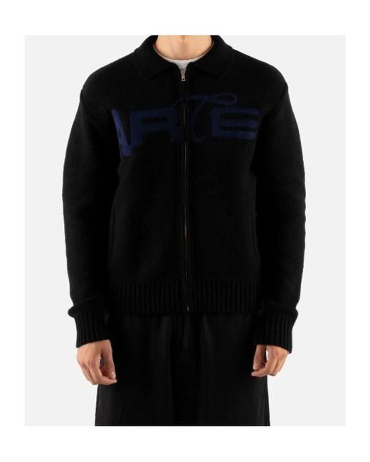Arte' Blue Logo-Patch Zip-Up Sweater for men