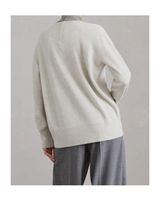 Brunello Cucinelli Gray Mock Neck Long Sleeved Knitted Jumper