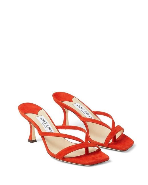 Manolo Blahnik Red High-Heeled Open-Toe Sandals