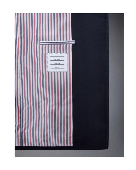 Thom Browne Blue Stripe-Detail Single-Breasted Coat for men