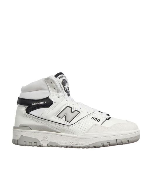 New Balance White Round-Head High-Top Skate Shoes for men