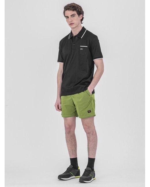 Paul & Shark Green Logo Short-Sleeved Polo Shirt for men