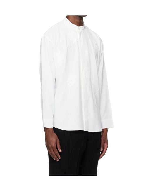 Homme Plissé Issey Miyake White Band-Collar Shirt for men