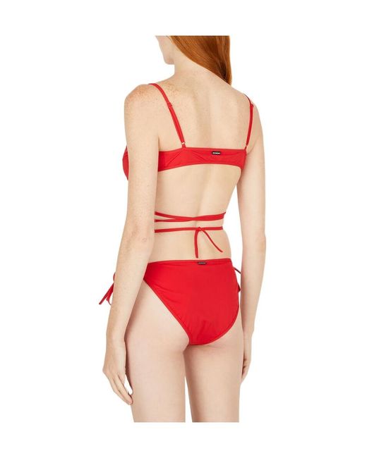 Balenciaga Red Wrap Bikini Set