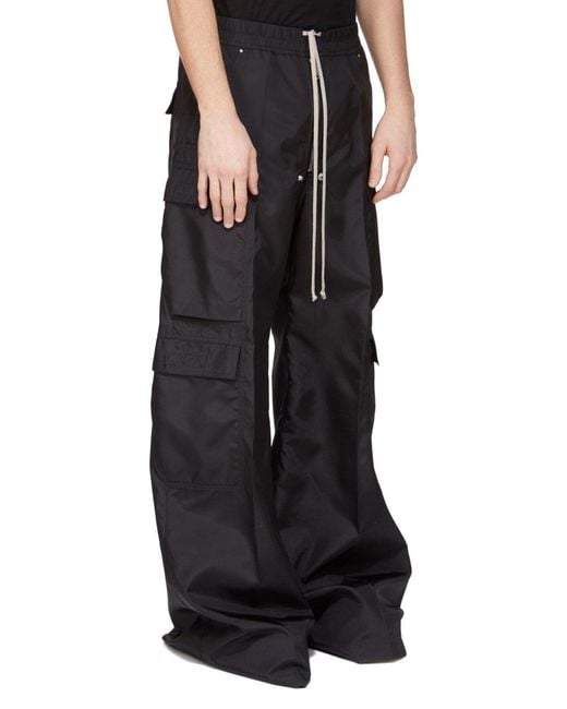 Rick Owens Black Concordians Double Cargo Jumbo Belas Trousers for men