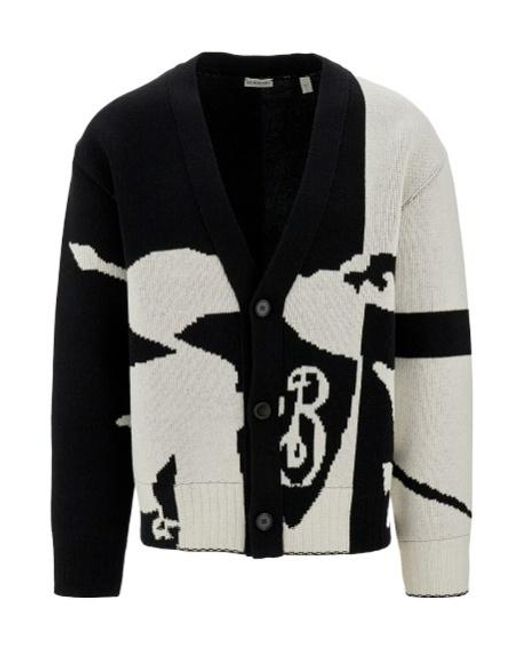 Burberry Black Monogram Cardigan Sweater for men