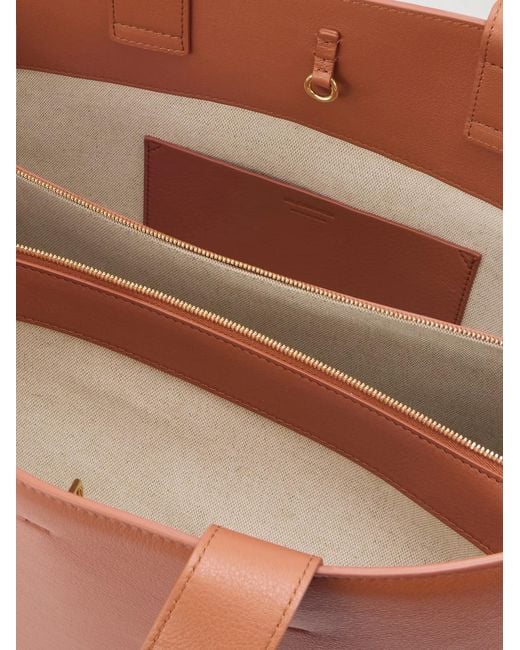 Jil Sander Brown Buckle-Strap Tote Bag