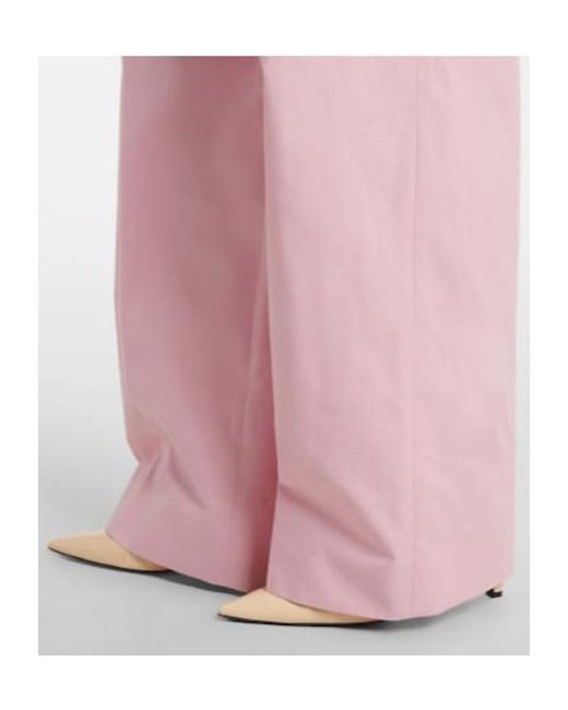 Jil Sander Pink Pleated Cotton Wide-Leg Pants