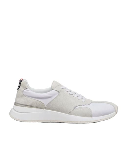 Thom Browne White Sprinter Panelled Sneakers for men