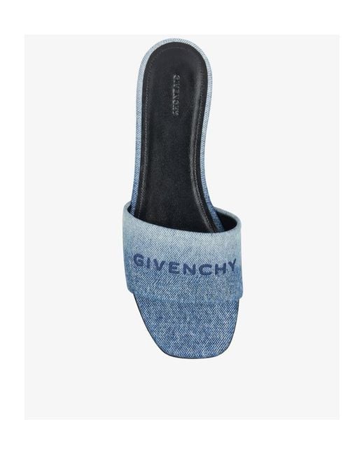 Givenchy Blue Logo Detailed Denim Flat Mules