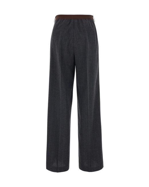 Jucca Blue High-Waist Pinstripe Pants