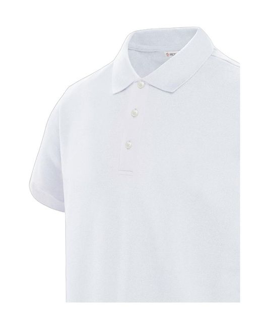 Moncler White Pointed Collar Polo Shirt for men