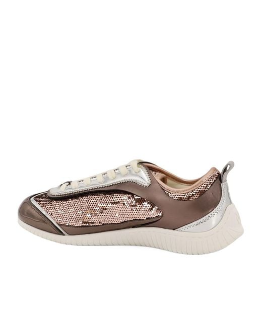 Pinko Brown Reby 10 Sneakers With Sequins
