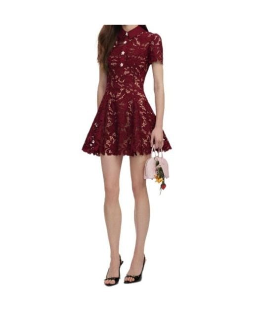 Self-Portrait Red Lace Mini Dress