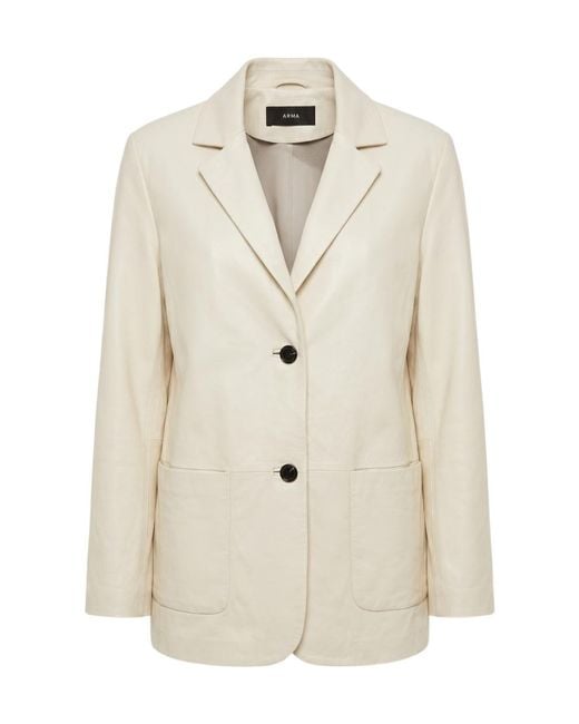 Arma White Long-Sleeved Leather Jacket