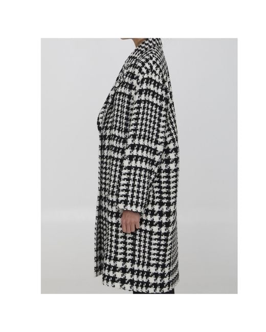 Dolce & Gabbana Black Prince Of Wales Press-Stud Fastened Coat