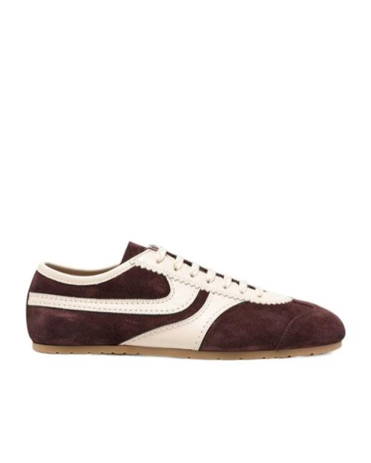 Dries Van Noten Brown Panelled Lace-Up Sneakers for men