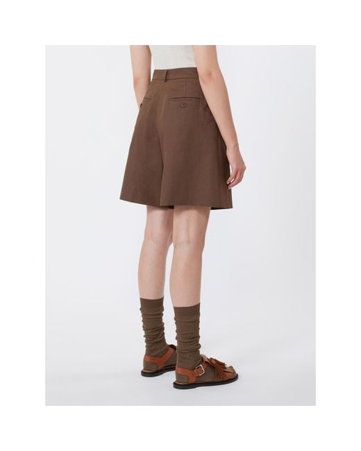 Weekend by Maxmara Brown Wkdecuba Pleated Bermuda Shorts
