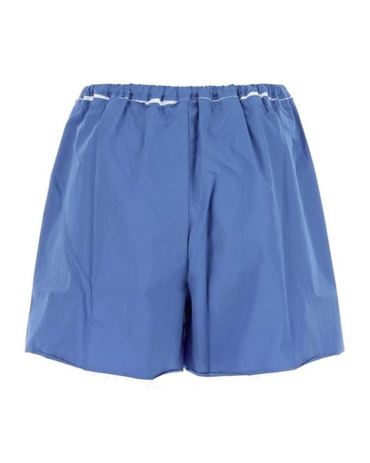 Miu Miu Blue Raw-Trim Poplin Boxer Shorts