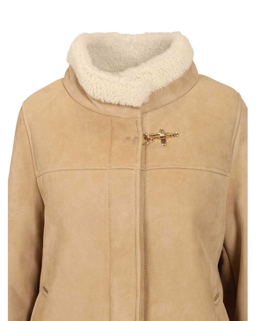 Fay Natural Stand Collar Leather Jacket