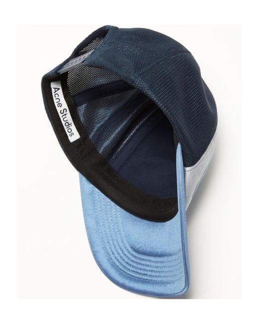 Acne Blue Flocked-Logo Mesh Hat for men