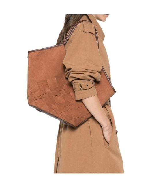 Hereu Brown Dual-Handle Shoulder Bag