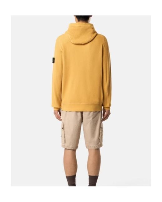 Stone Island Yellow Zip-Up Knitted Hoodie for men