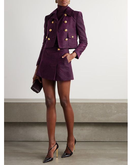 Tom Ford Purple Pleated Tweed Mini Skirt