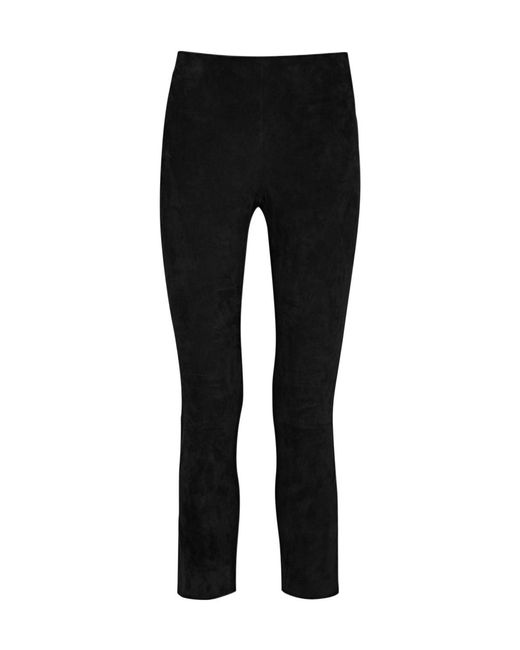 Vince Black Split-Cuff Suede Trousers