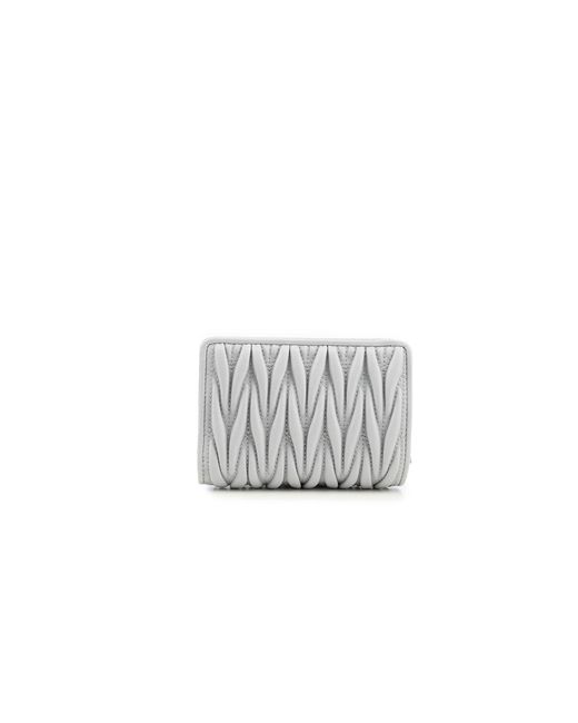 Miu Miu White Matelassé Compact Wallet