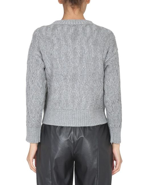 Fabiana Filippi Gray Lurex Detailed Cable Knitted Jumper