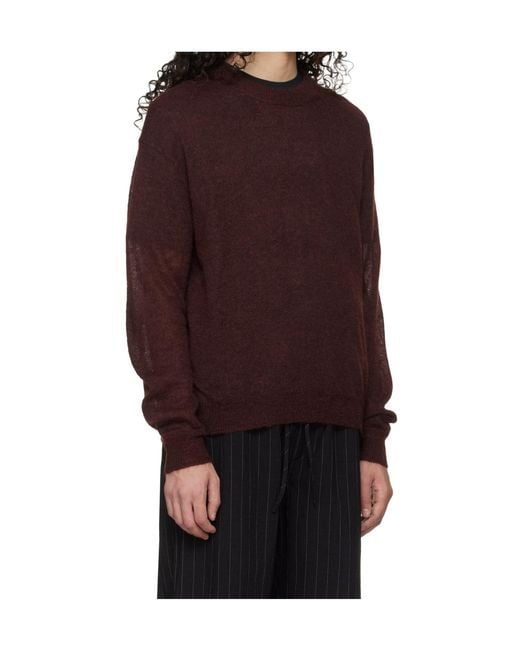 Studio Nicholson Purple Ribbed Knit Crew Neck Sweater for men