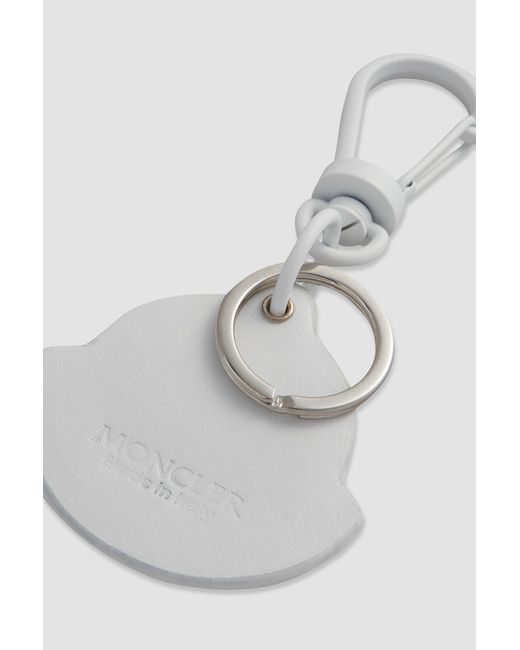 Moncler White Logo Patch Keychain
