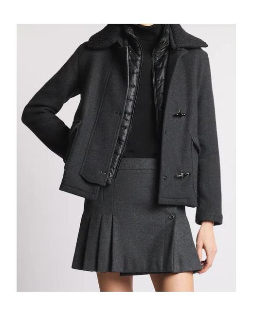 Fay Black Toggle Fastening Coat