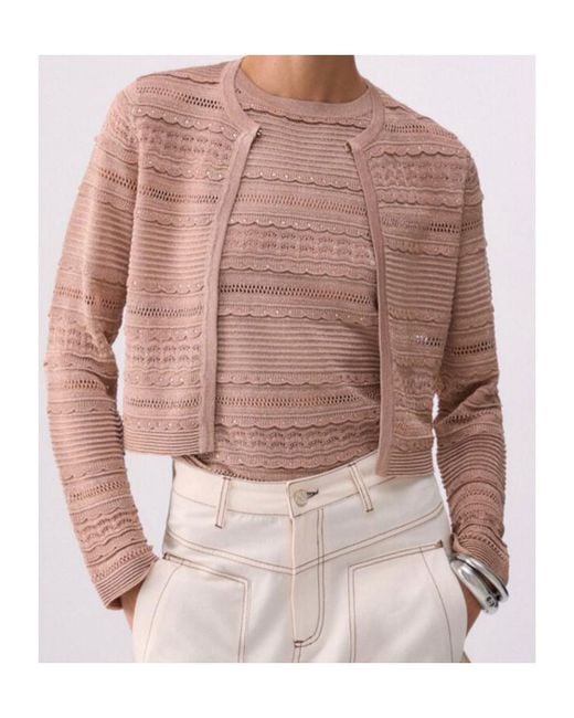 Liu Jo Pink Openwork Cropped Cardigan