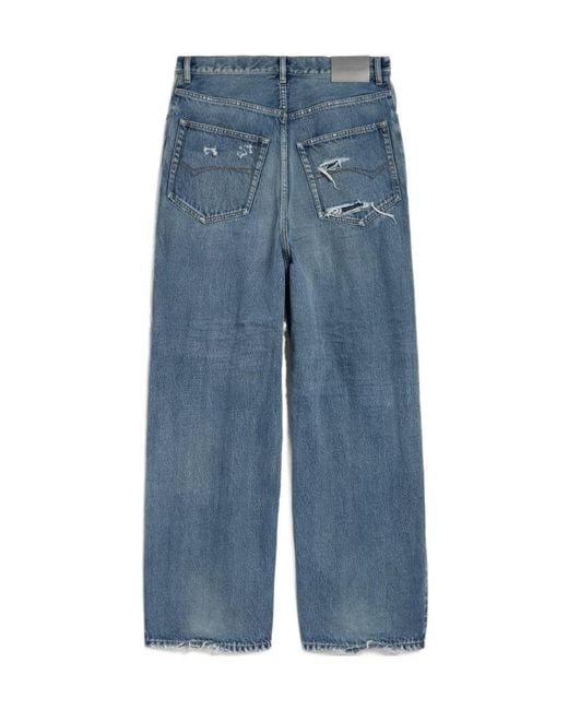 Balenciaga Blue Baggy Distressed Jeans for men
