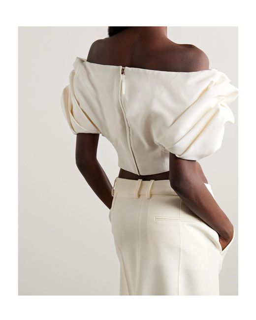 Gabriela Hearst White Off-Shoulder Crop Top