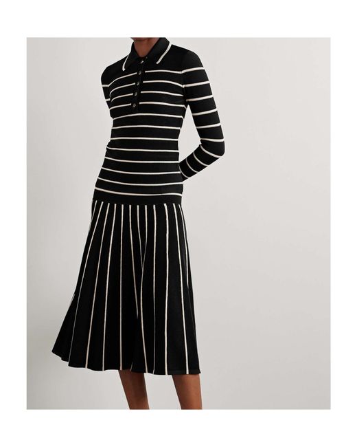 Zimmermann Black Crush Striped Stretch-Knit Top