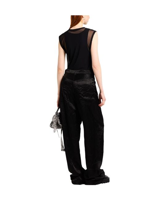 Balenciaga Black High-Waisted Satin Wide-Leg Trousers