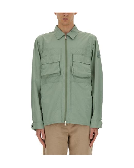 Woolrich Green Zip-Up Long-Sleeved Shirt Jacket for men